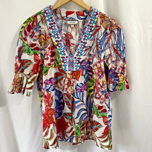 Johnny Was Multicolor Floral Blouse